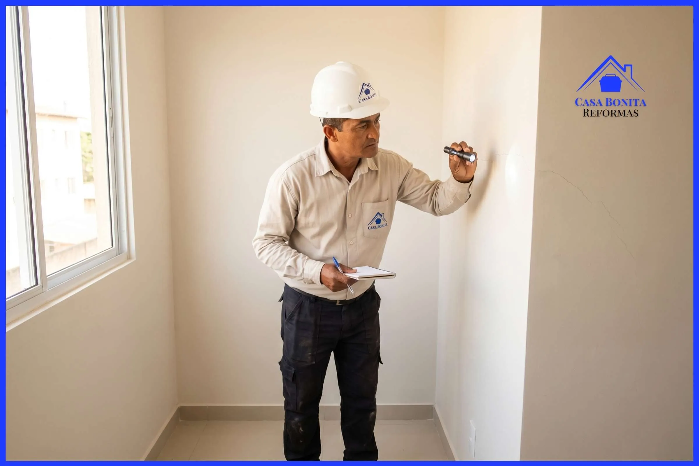 Como Reformar com Segurança em Salvador: Protocolo de 6 Etapas Profissional de reforma residencial em Salvador realizando diagnóstico técnico do imóvel antes do início da obra