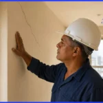Mestre de obras experiente inspecionando parede de apartamento em Salvador antes de iniciar reforma residencial
