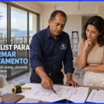 Checklist para reformar apartamento em Salvador com Mestre Antônio Carlos analisando planta da obra.